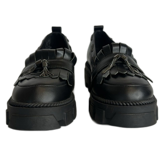 Kelsi Dagger Burke Black Lug Sole Loafer shoes size 8.5 - Picture 5 of 11